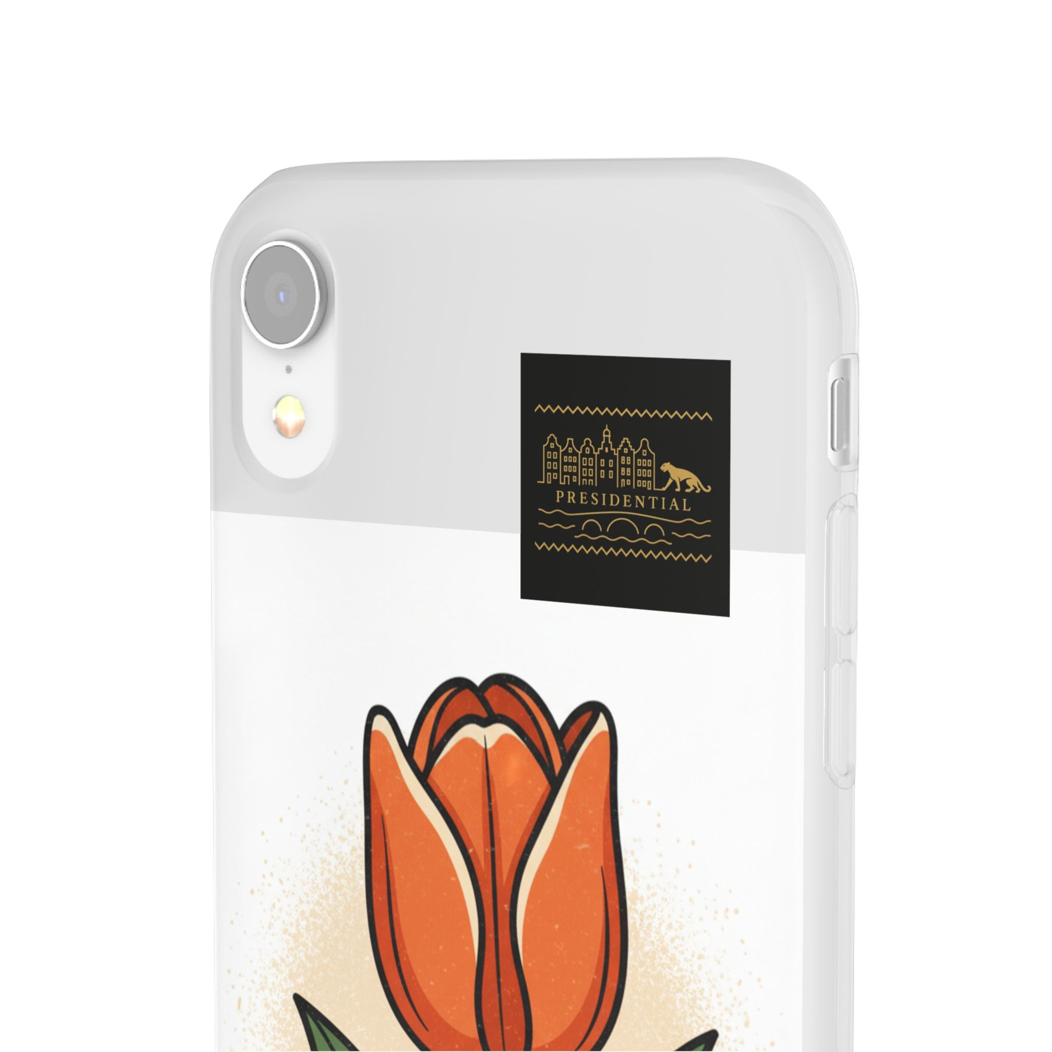 Orange Tulip Phone Case – Floral Flexi Case for Women, Spring Gift