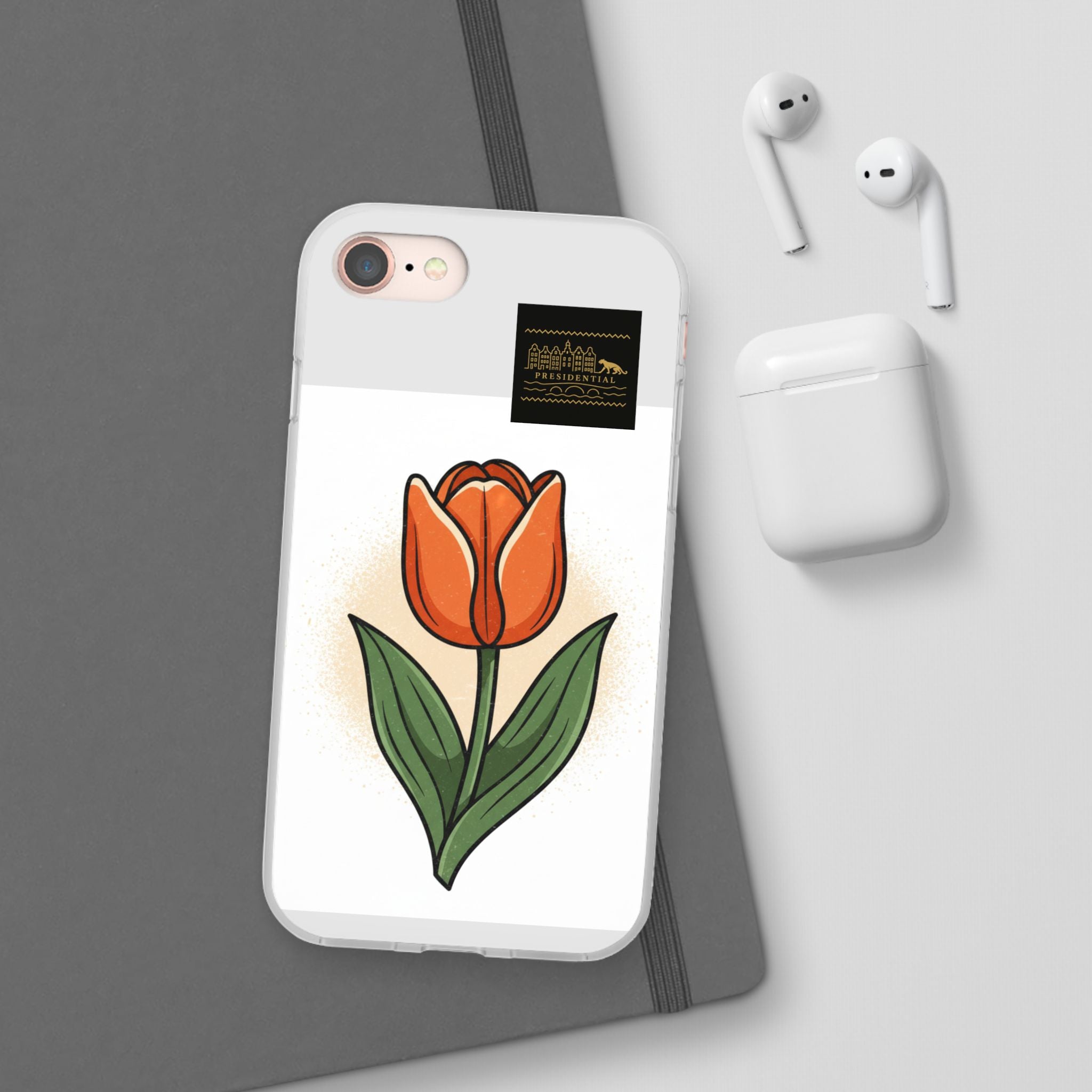Orange Tulip Phone Case – Floral Flexi Case for Women, Spring Gift