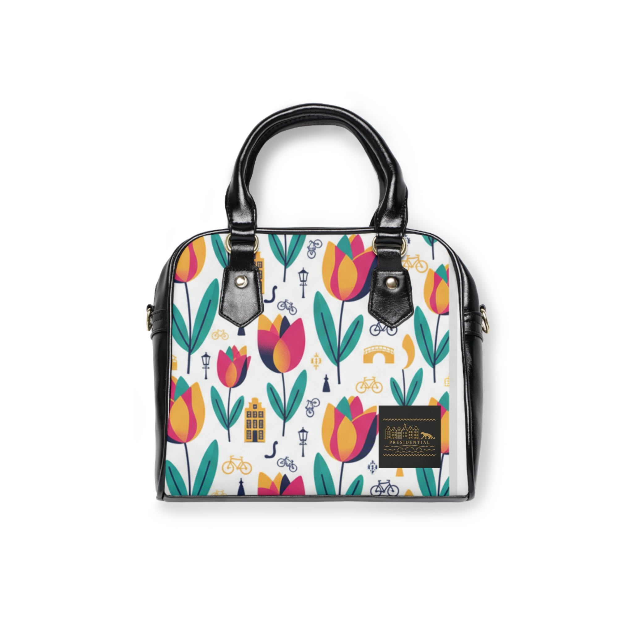 Tulip Parade Shoulder Handbag — Floral City Cycling Pattern