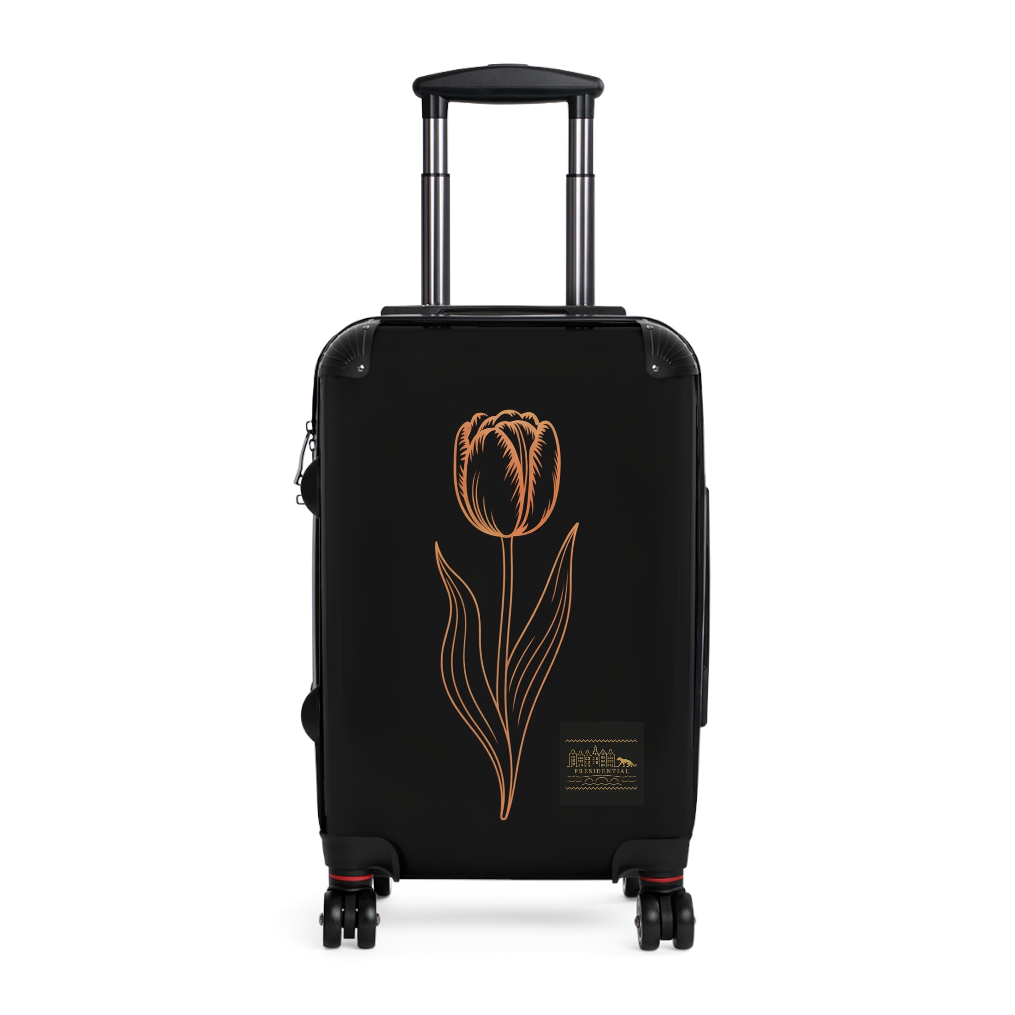 Carry-On Suitcase with Minimal Gold Tulip Design – Floral Travel Luggage