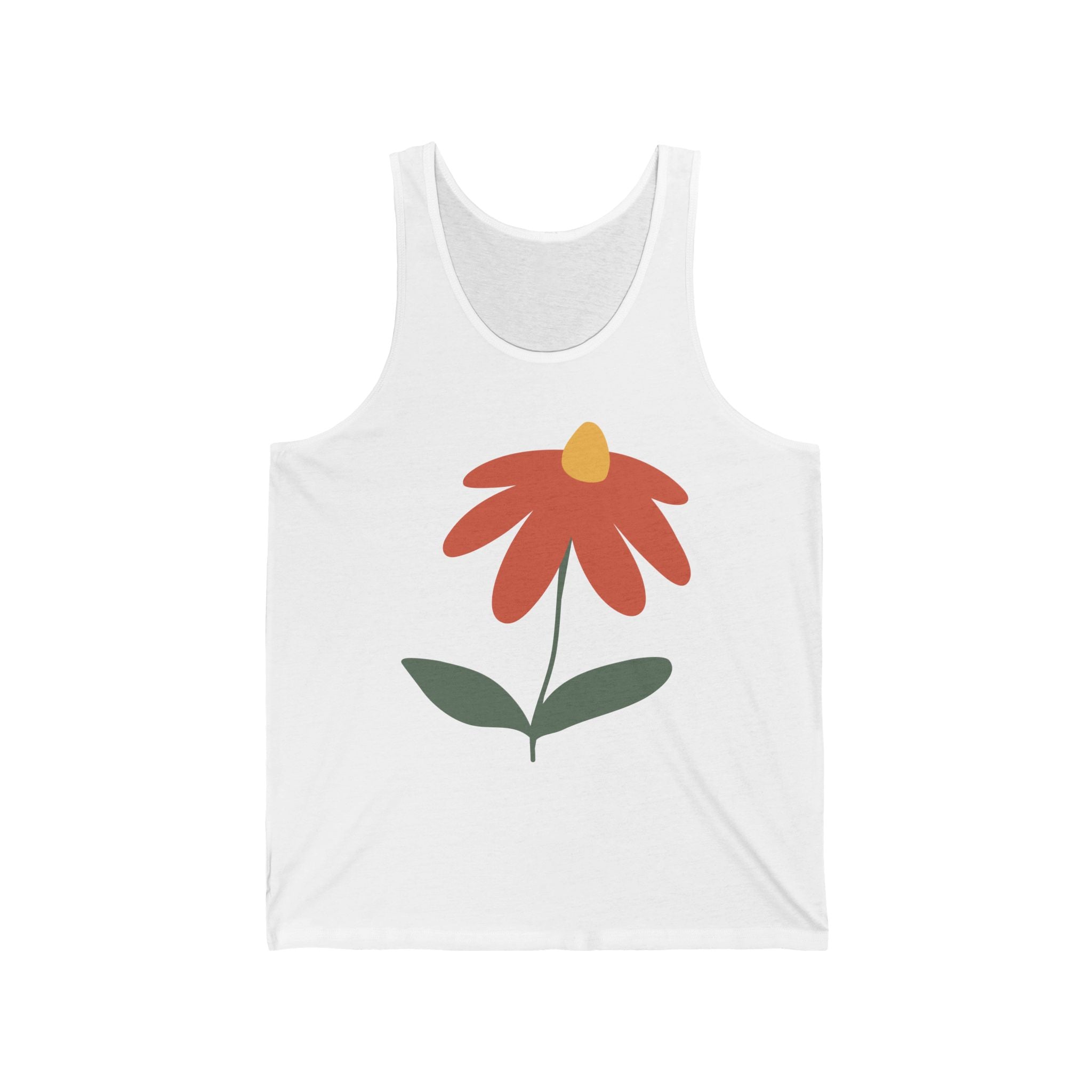 Floral & Presidential Graphic Tank Top — Minimal Flower and Bold Emblem Jersey Tank