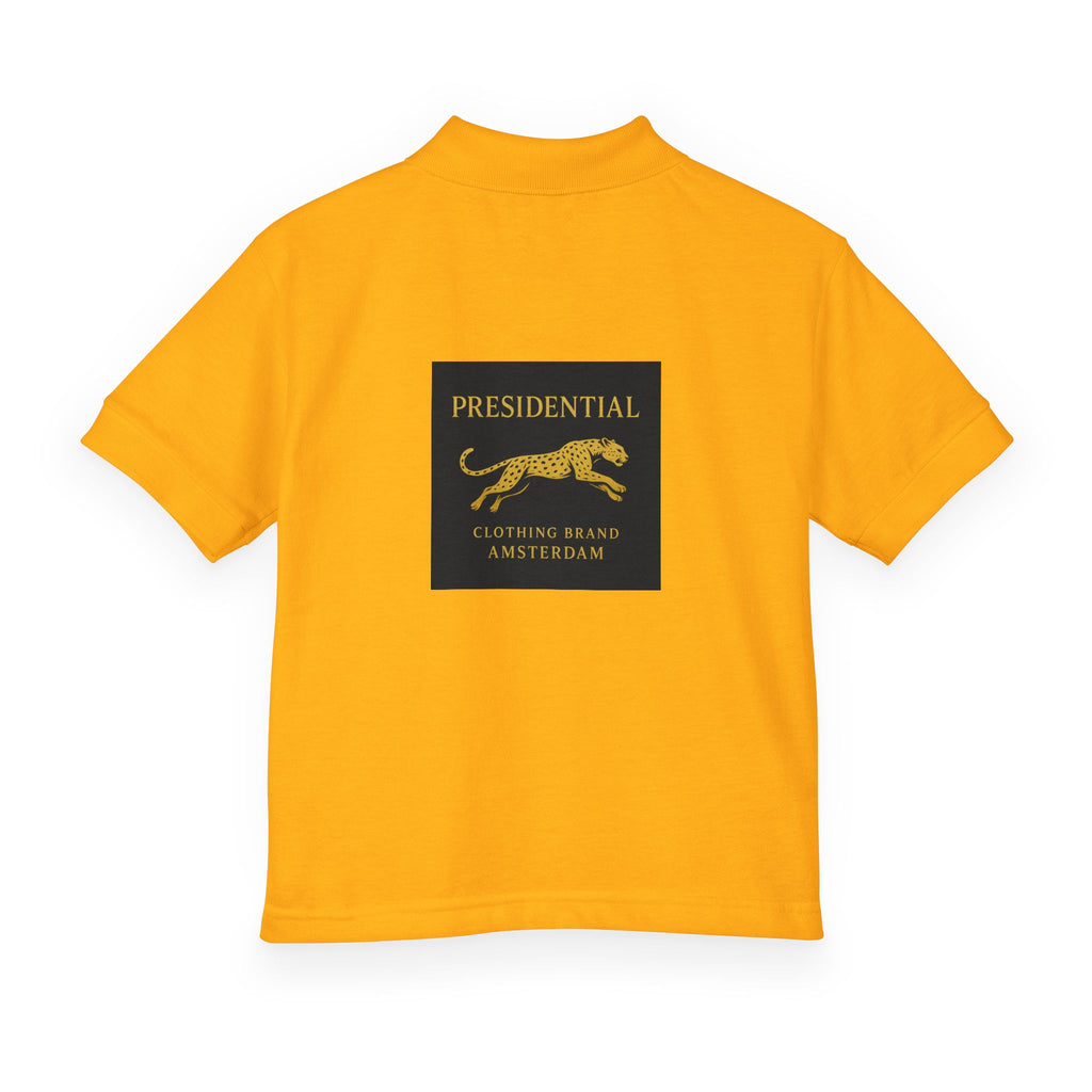 Youth Polo — Presidential Clothing Brand Logo (Gold Leopard)