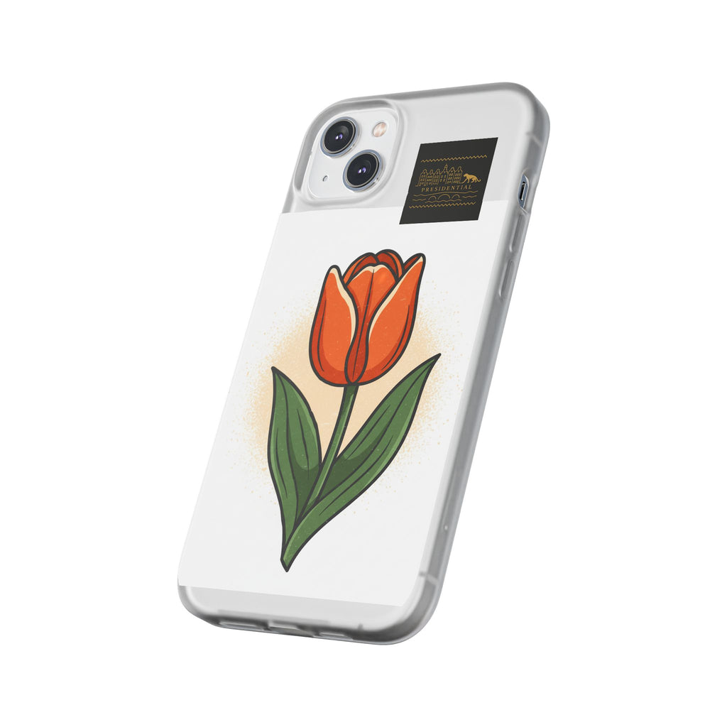 Orange Tulip Phone Case – Floral Flexi Case for Women, Spring Gift