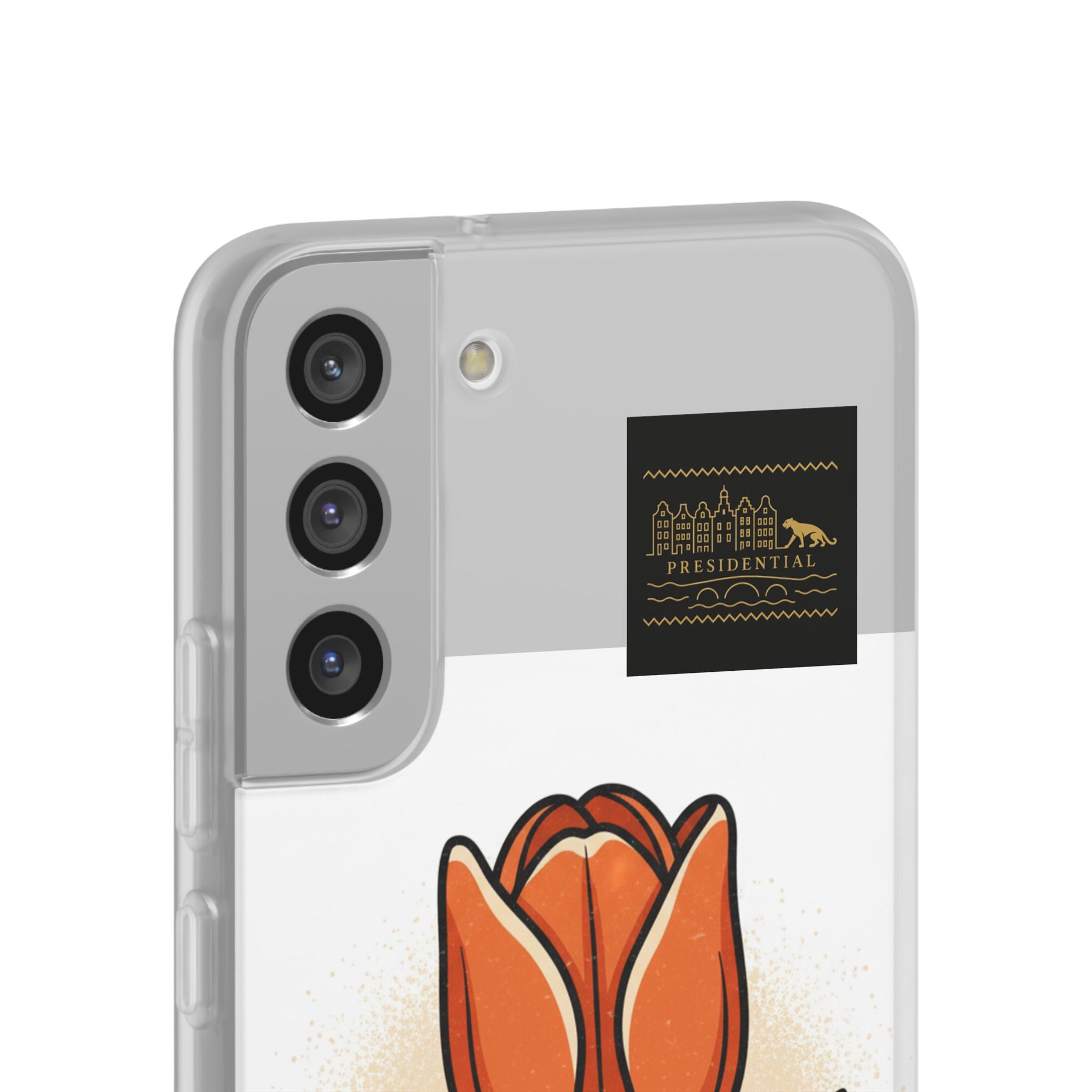 Orange Tulip Phone Case – Floral Flexi Case for Women, Spring Gift
