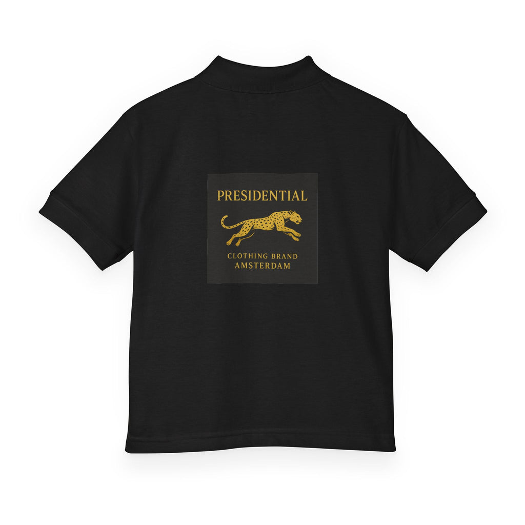 Youth Polo — Presidential Clothing Brand Logo (Gold Leopard)