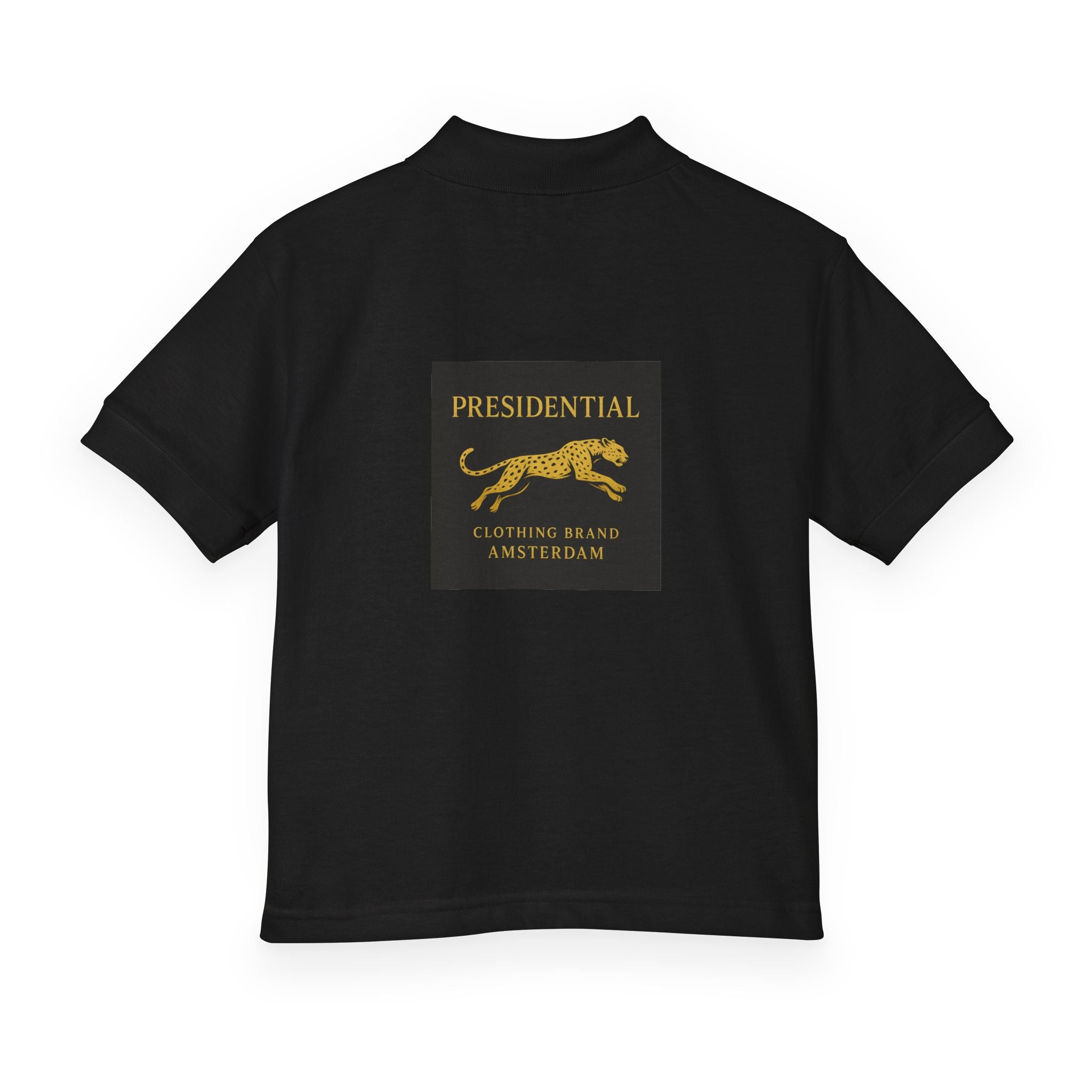 Youth Polo — Presidential Clothing Brand Logo (Gold Leopard)