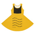 Girls' Yellow Sundress - 'Surfing The Wave' Graphic Summer Dress