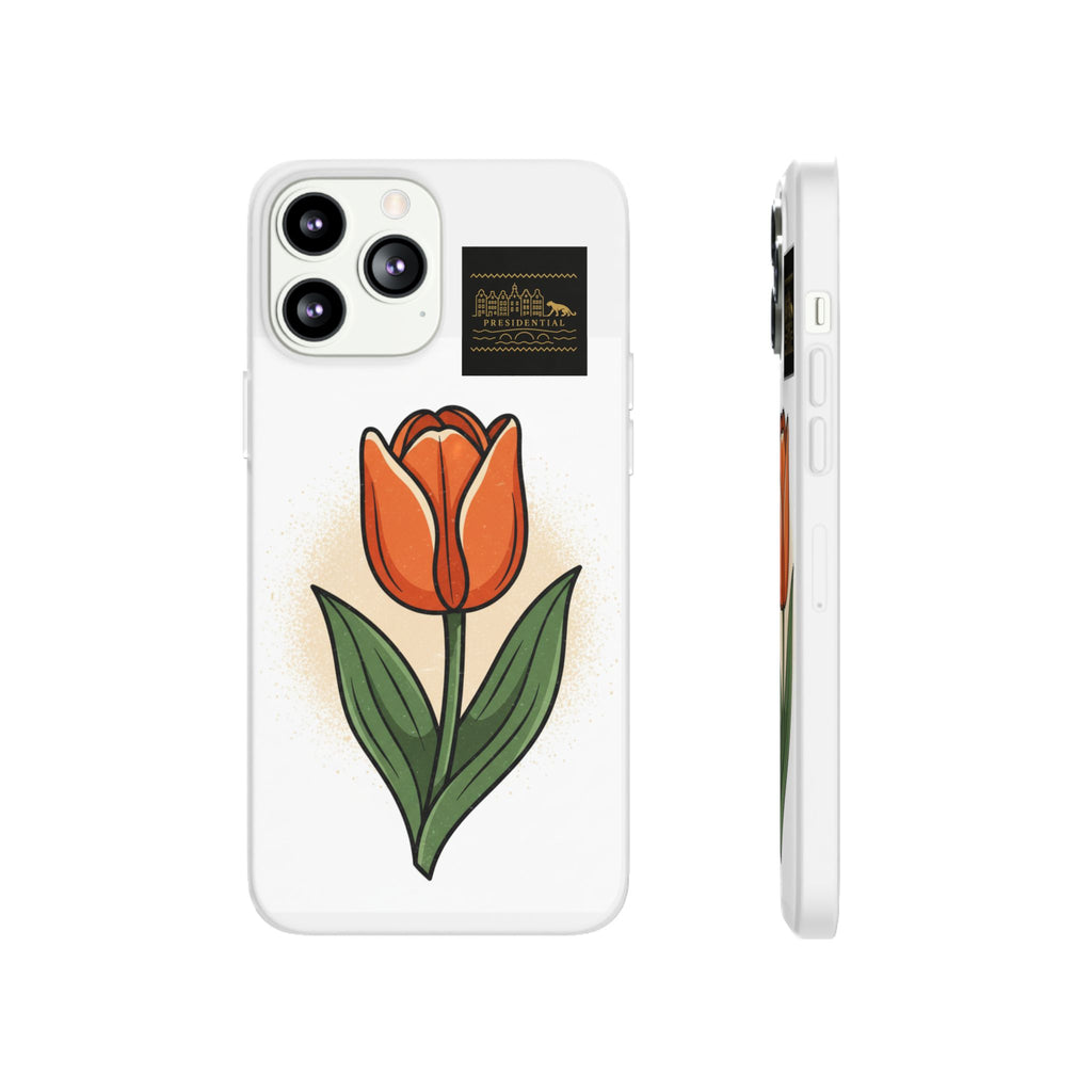 Orange Tulip Phone Case – Floral Flexi Case for Women, Spring Gift