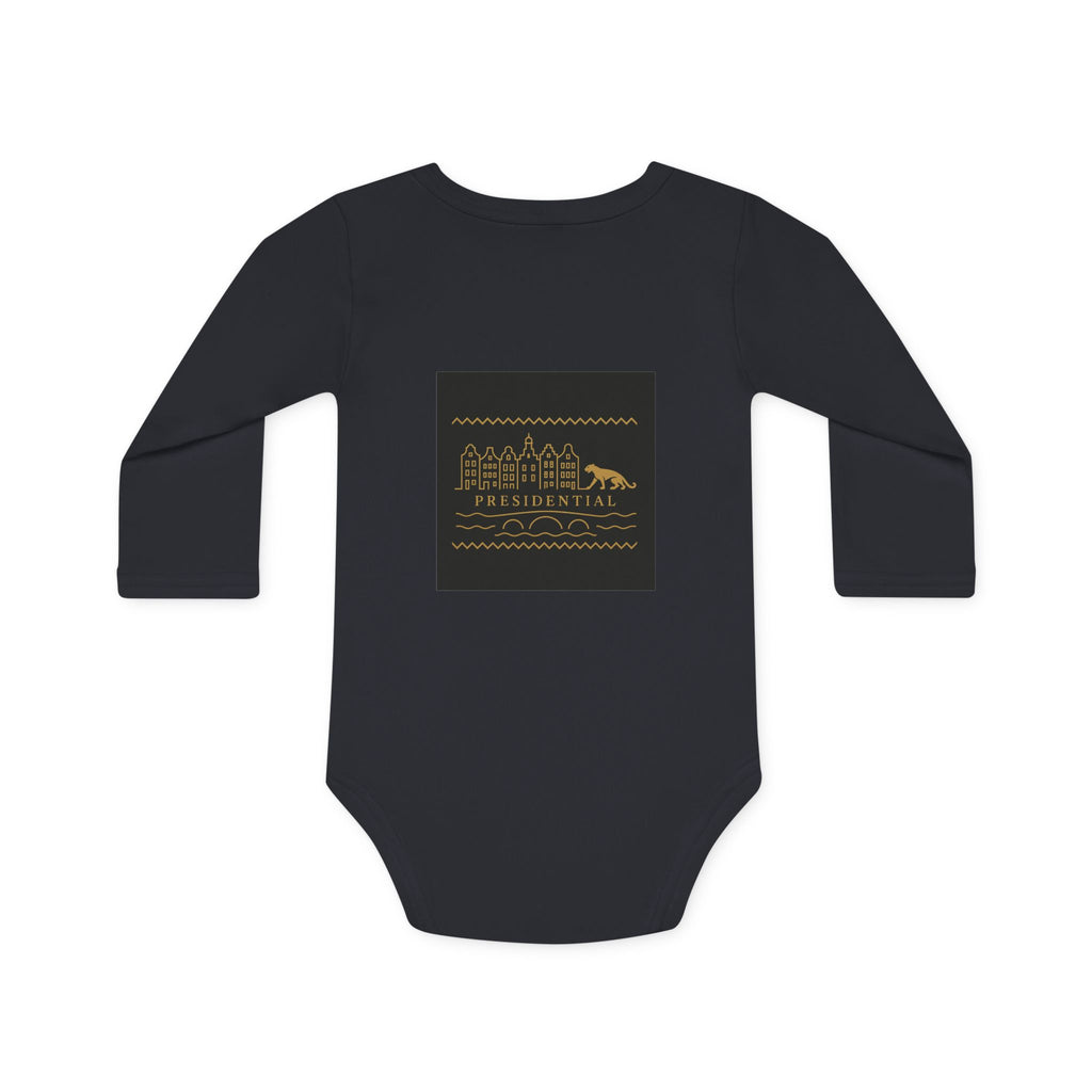 Baby Bodysuit — 'Presidential' Gold Leopard Organic Long-Sleeve Onesie