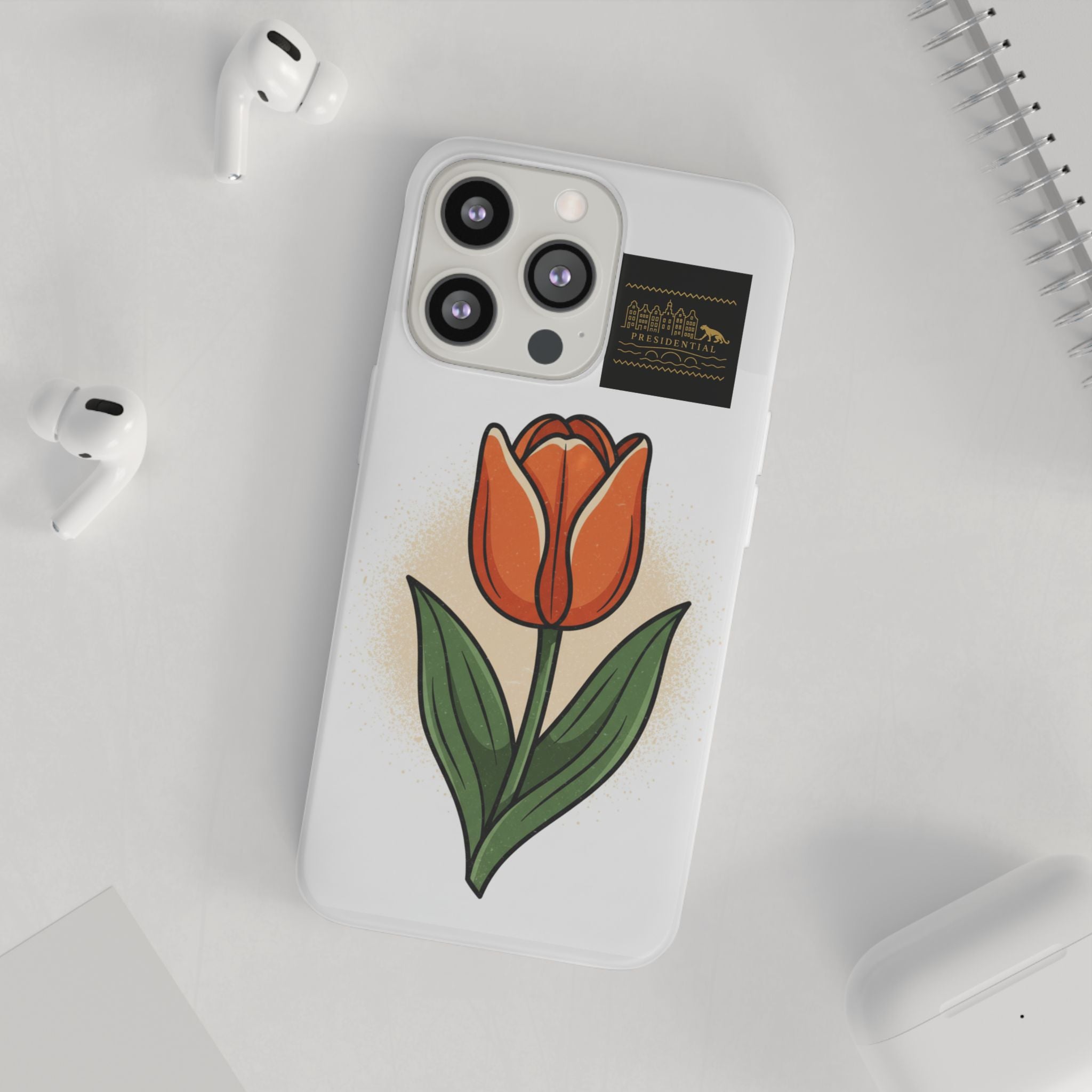 Orange Tulip Phone Case – Floral Flexi Case for Women, Spring Gift
