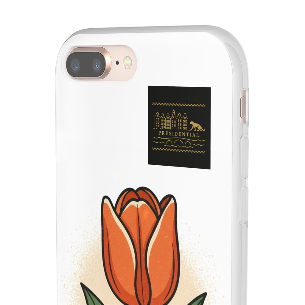 Orange Tulip Phone Case – Floral Flexi Case for Women, Spring Gift