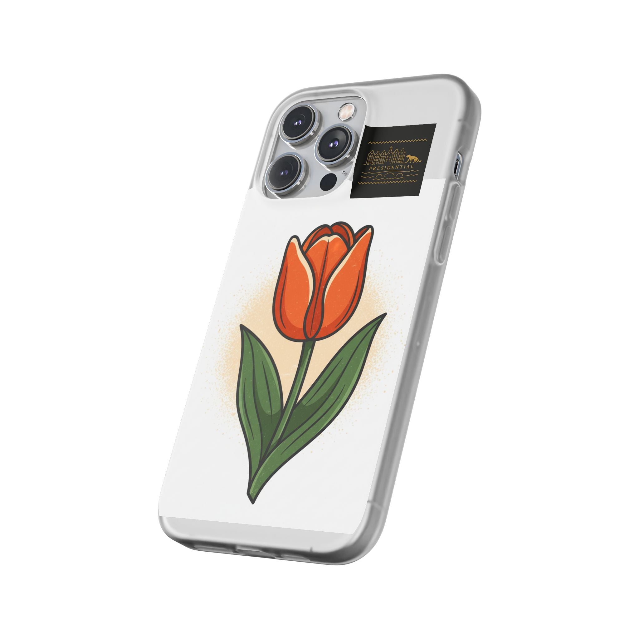 Orange Tulip Phone Case – Floral Flexi Case for Women, Spring Gift