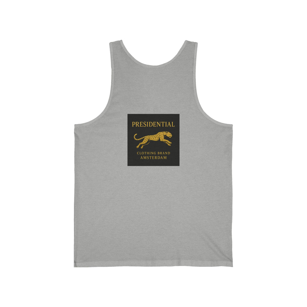 Floral & Presidential Graphic Tank Top — Minimal Flower and Bold Emblem Jersey Tank