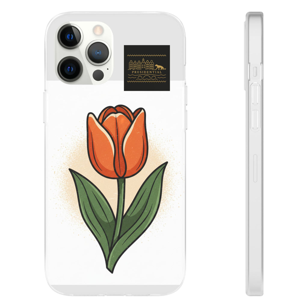 Orange Tulip Phone Case – Floral Flexi Case for Women, Spring Gift