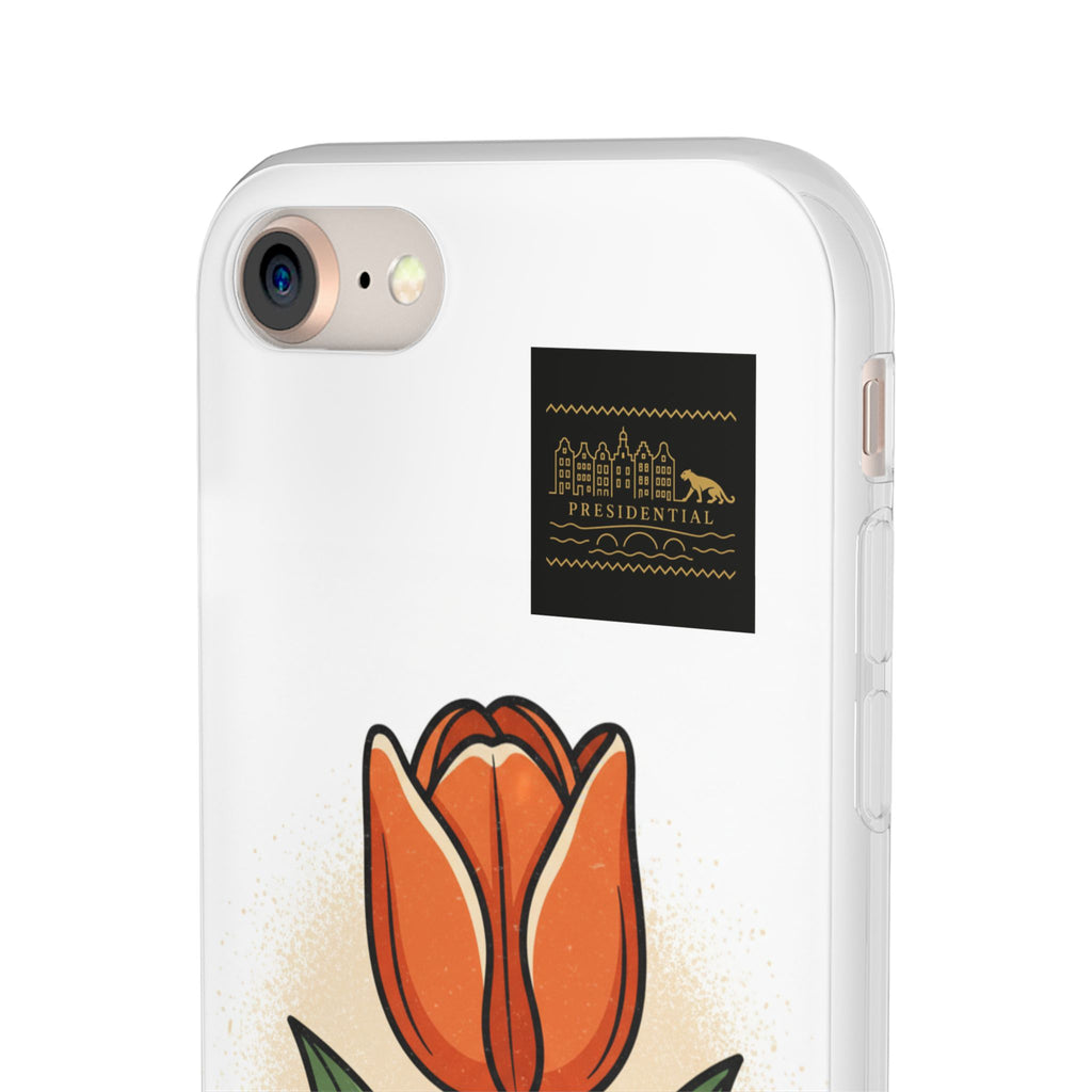 Orange Tulip Phone Case – Floral Flexi Case for Women, Spring Gift