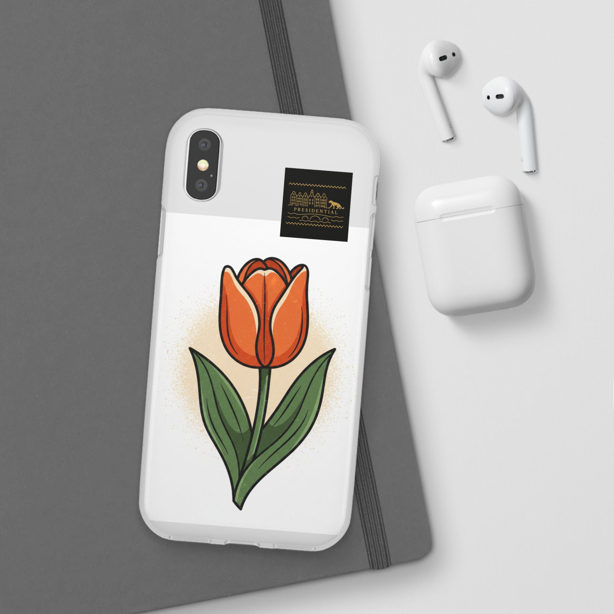 Orange Tulip Phone Case – Floral Flexi Case for Women, Spring Gift