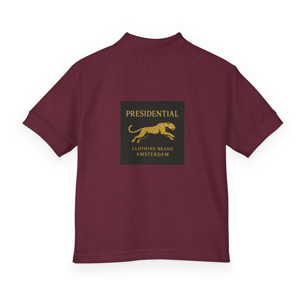 Youth Polo — Presidential Clothing Brand Logo (Gold Leopard)