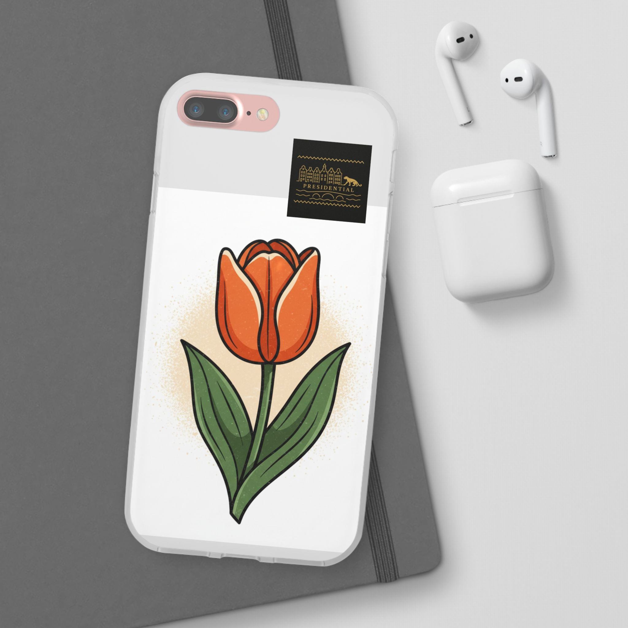 Orange Tulip Phone Case – Floral Flexi Case for Women, Spring Gift