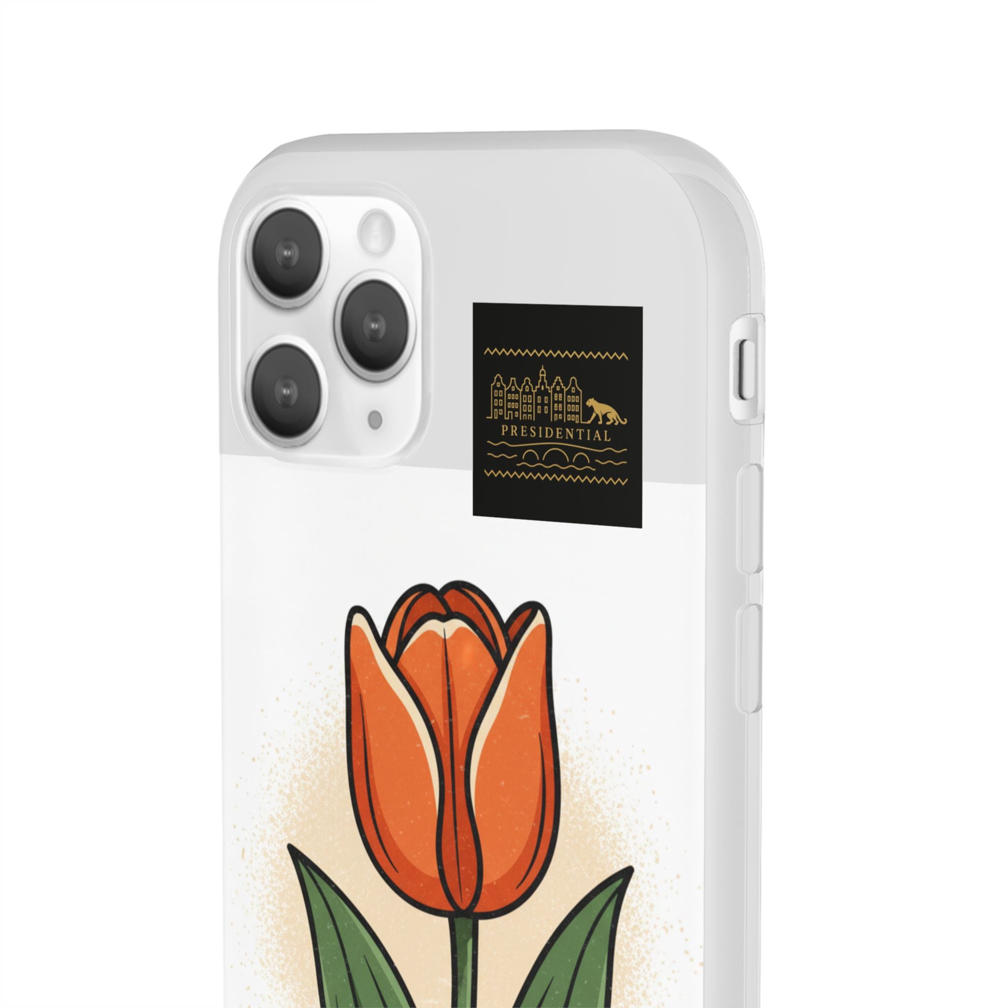 Orange Tulip Phone Case – Floral Flexi Case for Women, Spring Gift