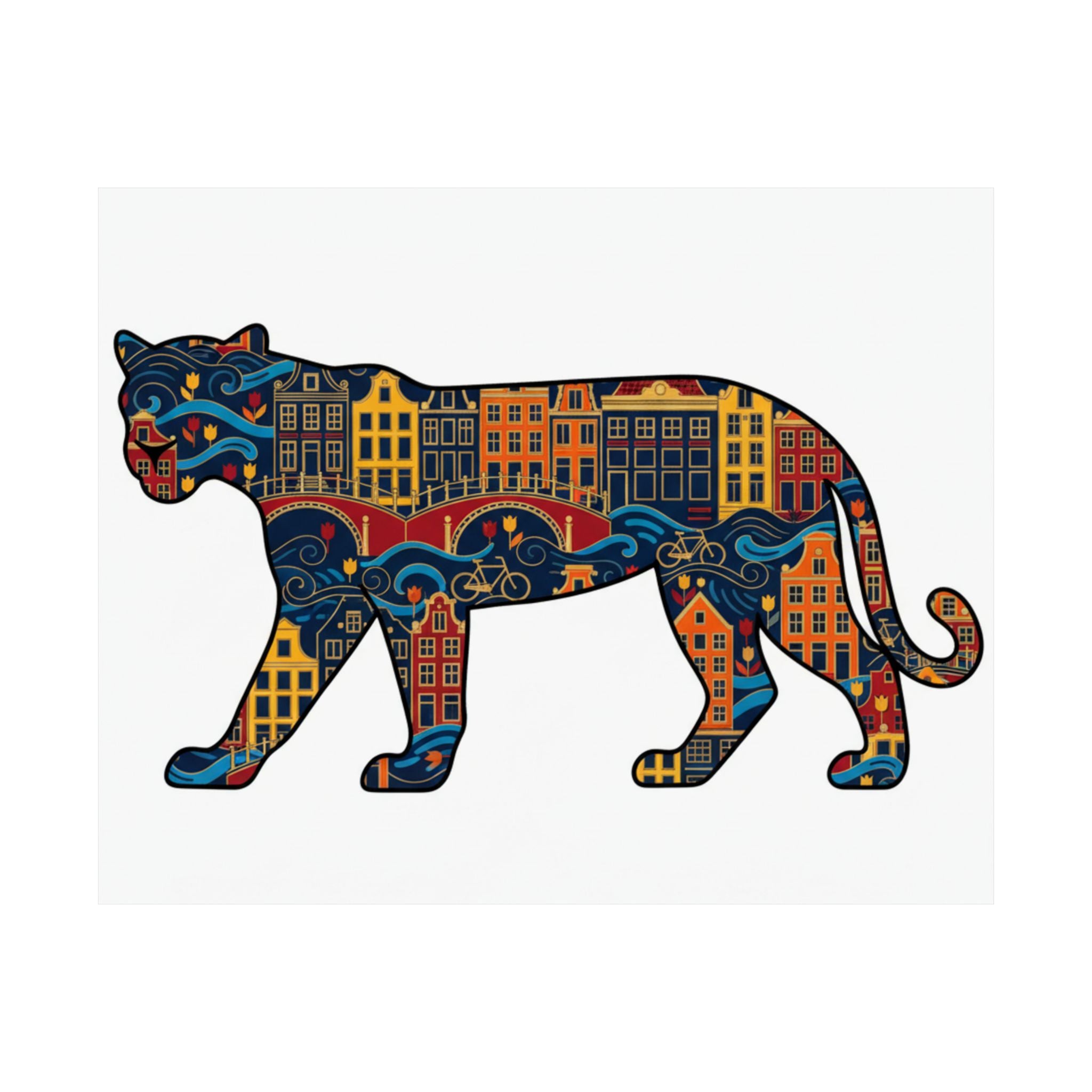 Presidential Cityscape Poster — Vibrant Animal Silhouette Wall Art