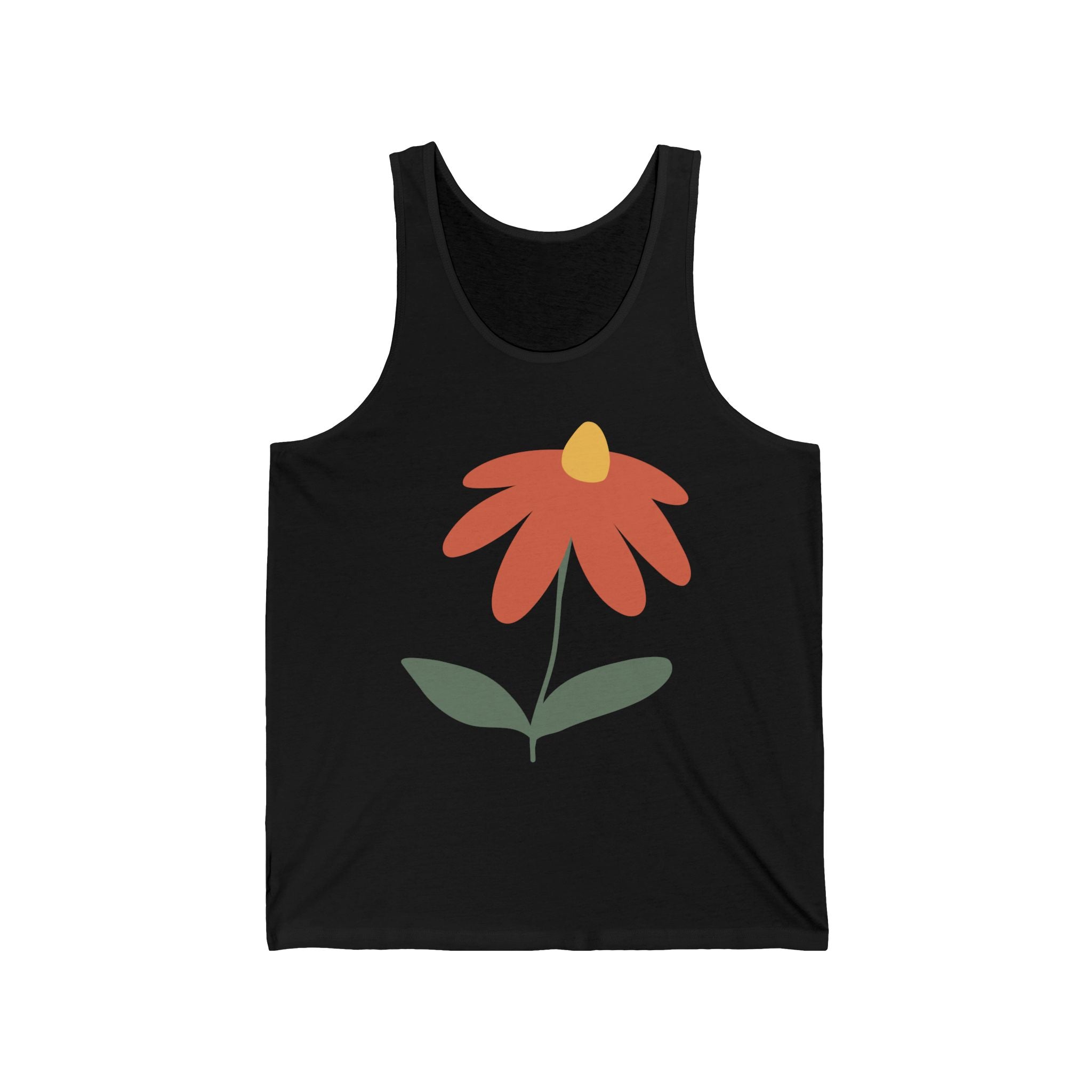 Floral & Presidential Graphic Tank Top — Minimal Flower and Bold Emblem Jersey Tank